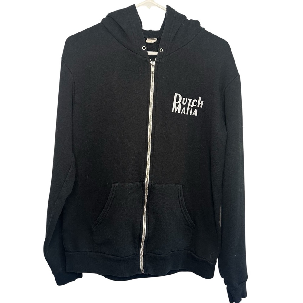Dutch Bros LARGE VINTAGE “Dutch Mafia” Zip Up Hoodie Blue Cigar Smoking RARE
